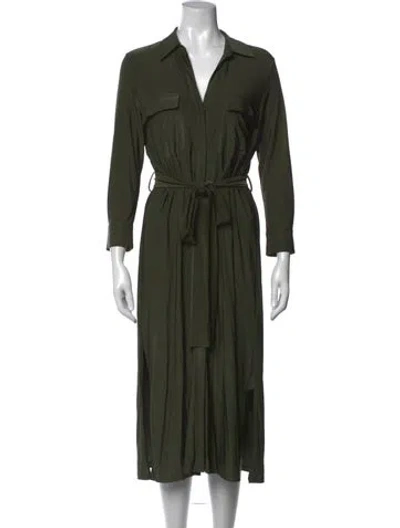 Pre-owned L'agence V-neck Midi Length Dress In Green