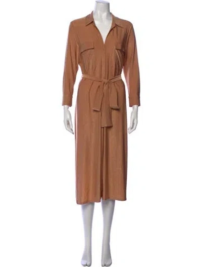 Pre-owned L'agence V-neck Midi Length Dress In Neutral