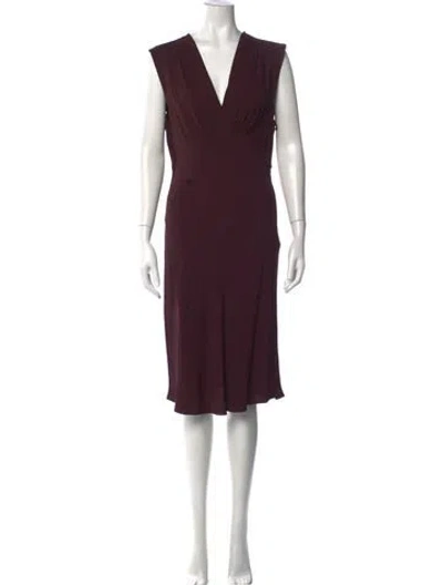 Pre-owned L'agence V-neck Midi Length Dress W/ Tags In Burgundy