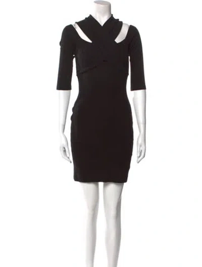 Pre-owned L'agence V-neck Mini Dress In Black