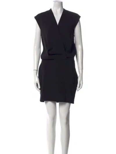 Pre-owned L'agence V-neck Mini Dress In Black
