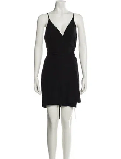 Pre-owned L'agence V-neck Mini Dress In Black