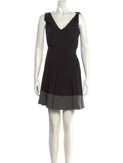 Pre-owned L'agence V-neck Mini Dress In Black