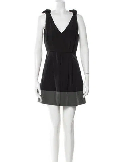 Pre-owned L'agence V-neck Mini Dress In Black