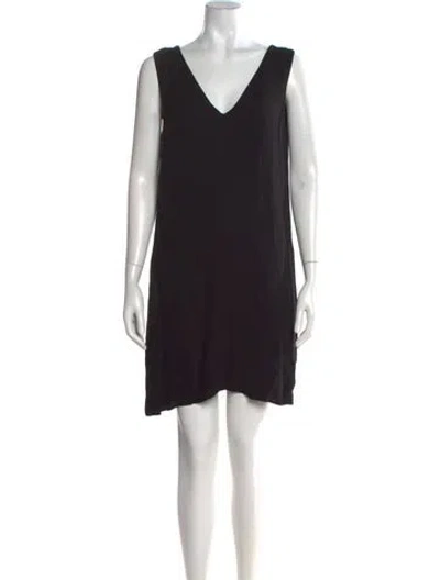 Pre-owned L'agence V-neck Mini Dress In Black