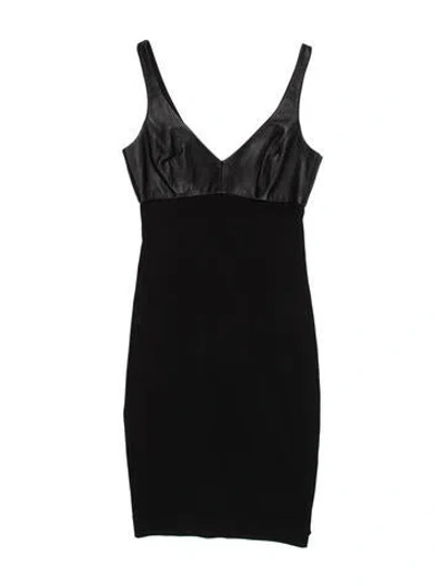 Pre-owned L'agence V-neck Mini Dress In Black