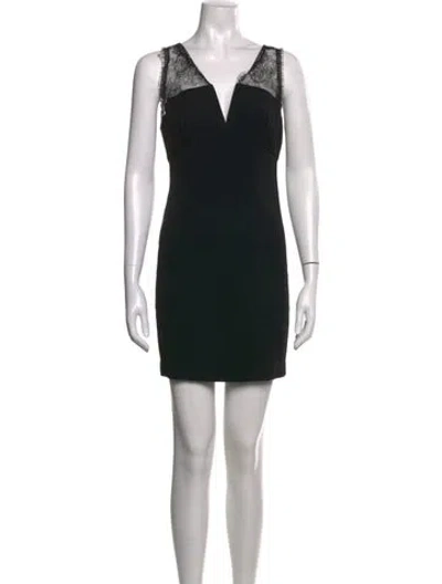 Pre-owned L'agence V-neck Mini Dress In Black