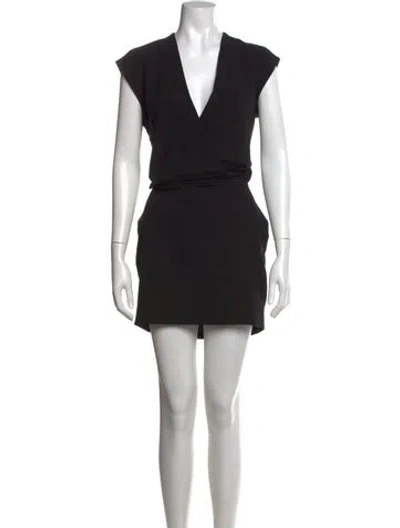 Pre-owned L'agence V-neck Mini Dress In Black