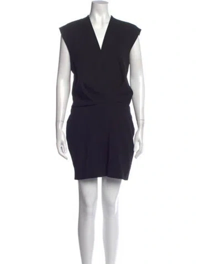 Pre-owned L'agence V-neck Mini Dress In Black