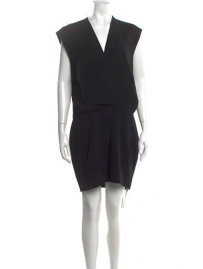 Pre-owned L'agence V-neck Mini Dress In Black