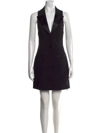 Pre-owned L'agence V-neck Mini Dress In Black