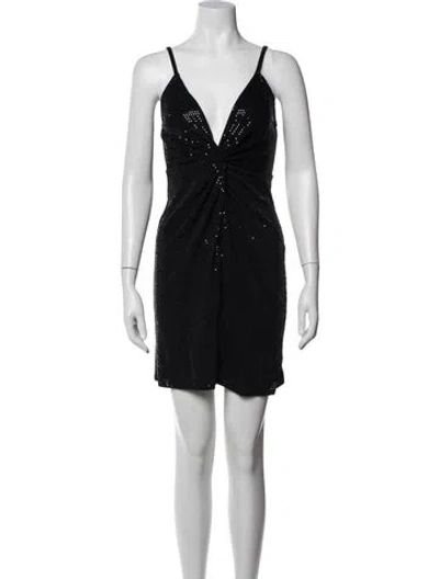 Pre-owned L'agence V-neck Mini Dress In Black