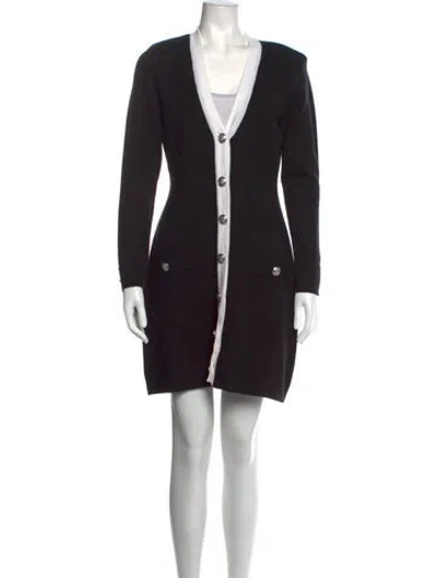 Pre-owned L'agence V-neck Mini Dress In Black