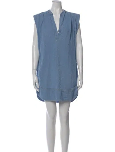 Pre-owned L'agence V-neck Mini Dress In Blue