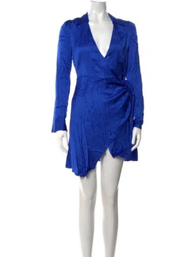 Pre-owned L'agence V-neck Mini Dress In Blue