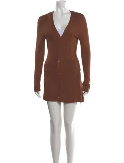 Pre-owned L'agence V-neck Mini Dress In Brown