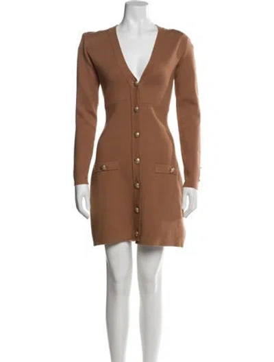 Pre-owned L'agence V-neck Mini Dress In Brown