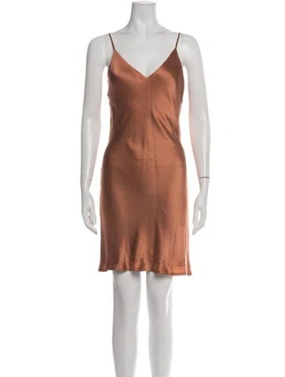 Pre-owned L'agence V-neck Mini Dress In Brown