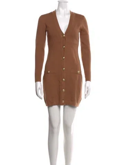 Pre-owned L'agence V-neck Mini Dress In Brown