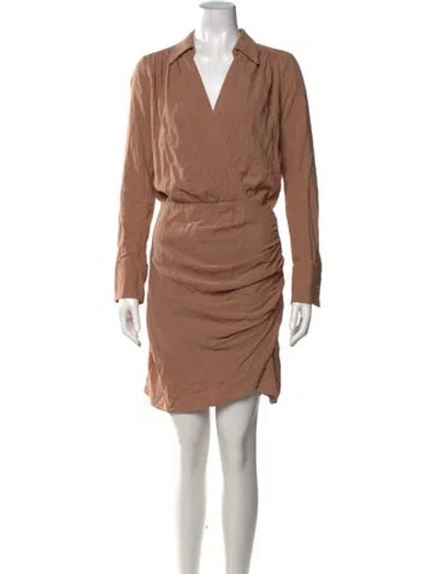 Pre-owned L'agence V-neck Mini Dress In Brown