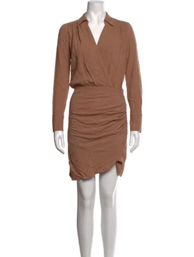 Pre-owned L'agence V-neck Mini Dress In Brown
