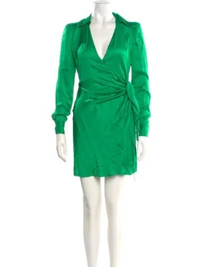 Pre-owned L'agence V-neck Mini Dress In Green