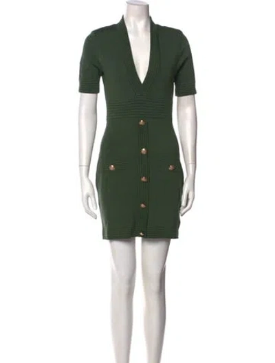 Pre-owned L'agence V-neck Mini Dress In Green