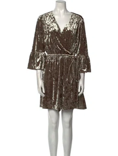 Pre-owned L'agence V-neck Mini Dress In Green