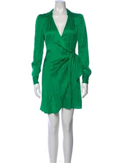 Pre-owned L'agence V-neck Mini Dress In Green
