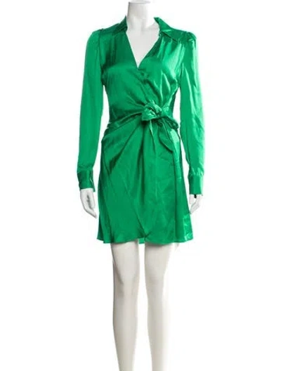 Pre-owned L'agence V-neck Mini Dress In Green