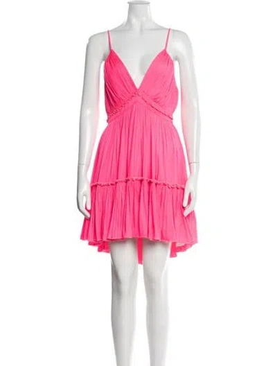 Pre-owned L'agence V-neck Mini Dress In Pink