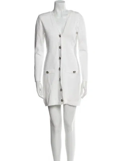 Pre-owned L'agence V-neck Mini Dress In White