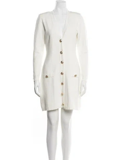 Pre-owned L'agence V-neck Mini Dress In White