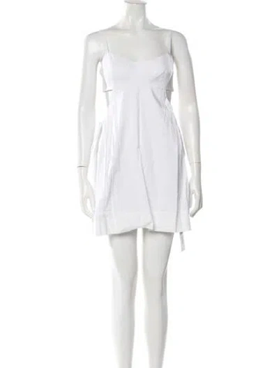 Pre-owned L'agence V-neck Mini Dress In White