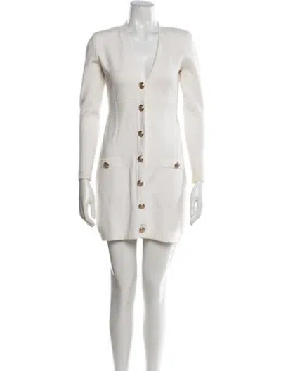 Pre-owned L'agence V-neck Mini Dress In White