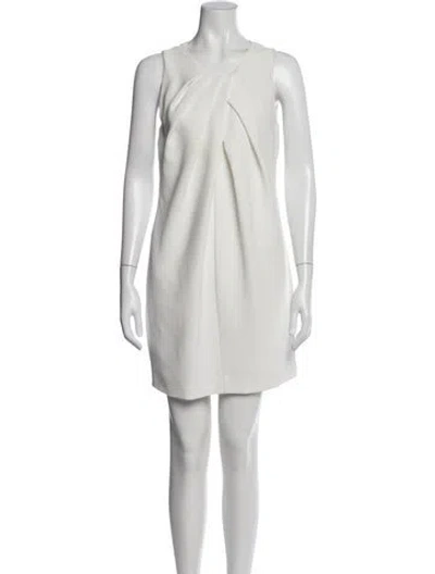 Pre-owned L'agence V-neck Mini Dress In White