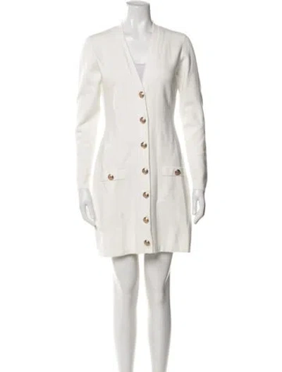 Pre-owned L'agence V-neck Mini Dress In White