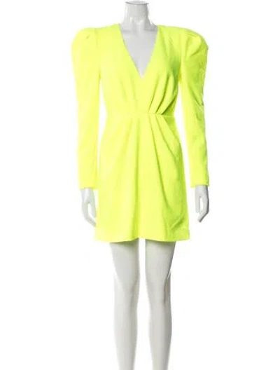 Pre-owned L'agence V-neck Mini Dress In Yellow