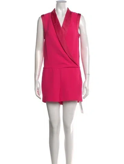 Pre-owned L'agence V-neck Romper In Pink