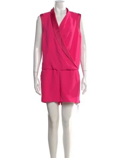 Pre-owned L'agence V-neck Romper In Pink