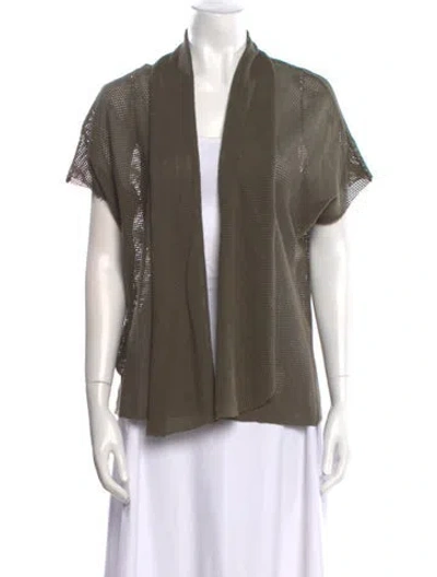 Pre-owned L'agence V-neck Short Sleeve Blouse In Green