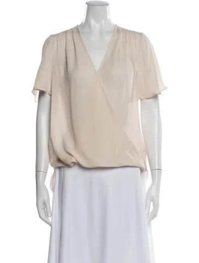 Pre-owned L'agence V-neck Short Sleeve Blouse In Pink