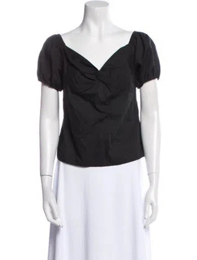 Pre-owned L'agence V-neck Short Sleeve Top In Black