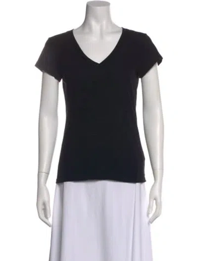 Pre-owned L'agence V-neck Short Sleeve T-shirt In Black