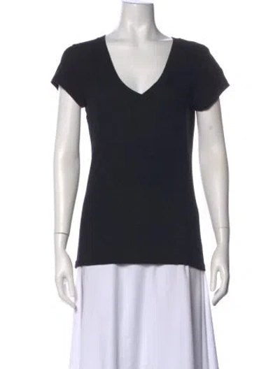 Pre-owned L'agence V-neck Short Sleeve T-shirt In Black