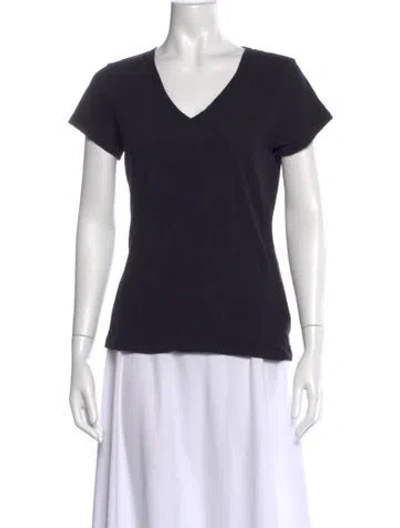 Pre-owned L'agence V-neck Short Sleeve T-shirt In Black