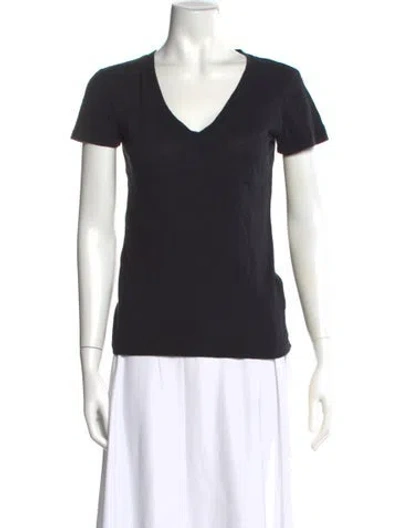 Pre-owned L'agence V-neck Short Sleeve T-shirt In Black