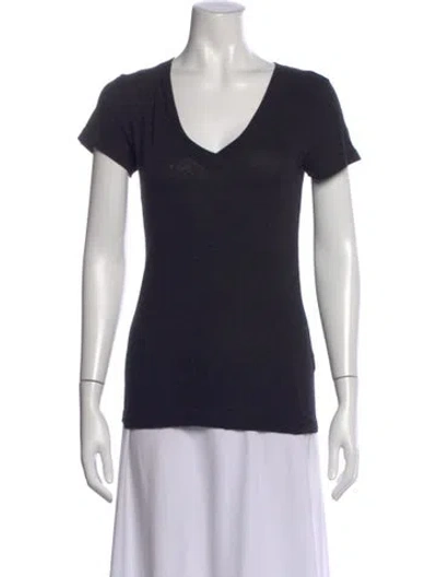 Pre-owned L'agence V-neck Short Sleeve T-shirt In Blue