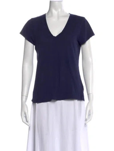 Pre-owned L'agence V-neck Short Sleeve T-shirt In Blue
