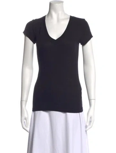 Pre-owned L'agence V-neck Short Sleeve T-shirt In Blue